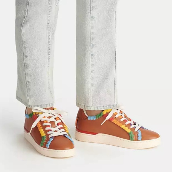 NEW! COACH Lowline Low Top Sneaker With Rainbow Crochet Women's US Size 7.5B - Picture 3 of 16